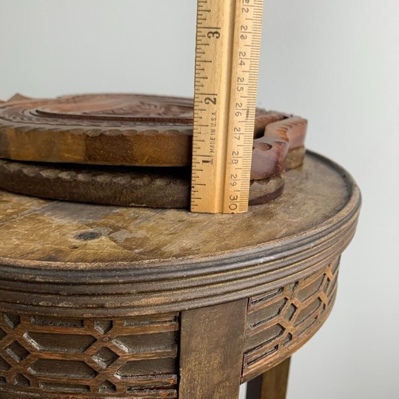 Vintage Country Spiral Cut Collapsible Wood Apple Shape Fruit Bowl/Basket/Trivet - Picture 8 of 9